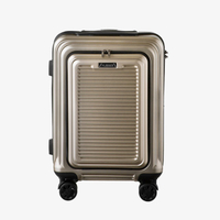 Custom Lightweight 360degree wheels boarding Suitcase luggage for traveling Hard Shell Carry On With Front Open pocket