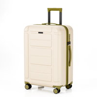 Sleek PP Hard-Shell Suitcase with High-Quality Leather Straps & Lockable Organized Interior - Perfect for Fashion-Forward Travelers