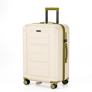 Sleek PP Hard-Shell Suitcase with High-Quality Leather Straps & Lockable Organized Interior - Perfect for Fashion-Forward Travelers
