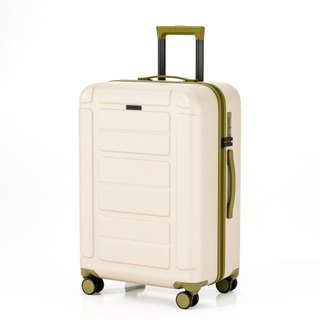 Sleek PP Hard-Shell Suitcase with High-Quality Leather Straps & Lockable Organized Interior - Perfect for Fashion-Forward Travelers