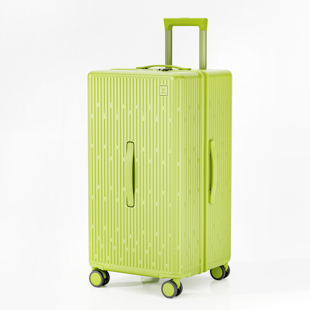Sporty Sleek Textured Hard-Shell Suitcase with Cup Holder & Smooth Trolley Handle - Suitable for Refreshed Fashion Weekend Trippers