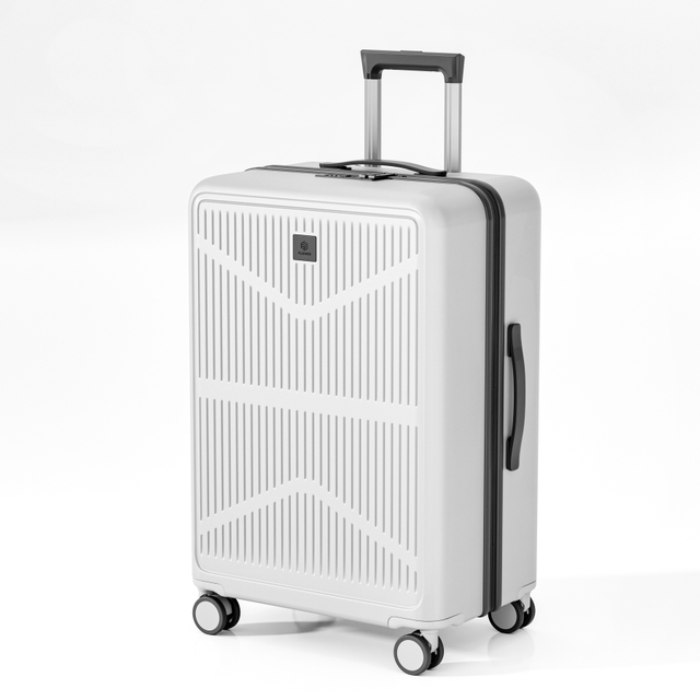Anti-scratch Vertical Stripe PP Suitcase, Lightweight Hard-shell Travel Luggage with Smooth Telescopic Handle & TSA Lock