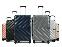 Matte ABS Hard Shell Luggage with Simple V-Shaped Diagonal Groove Pattern, Silent Spinner Wheels & TSA Lock