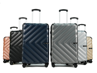Matte ABS Hard Shell Luggage with Simple V-Shaped Diagonal Groove Pattern, Silent Spinner Wheels & TSA Lock