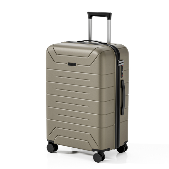 Geometric V-Cut Horizontal Stripe ABS Luggage, Matte Silent Trolley