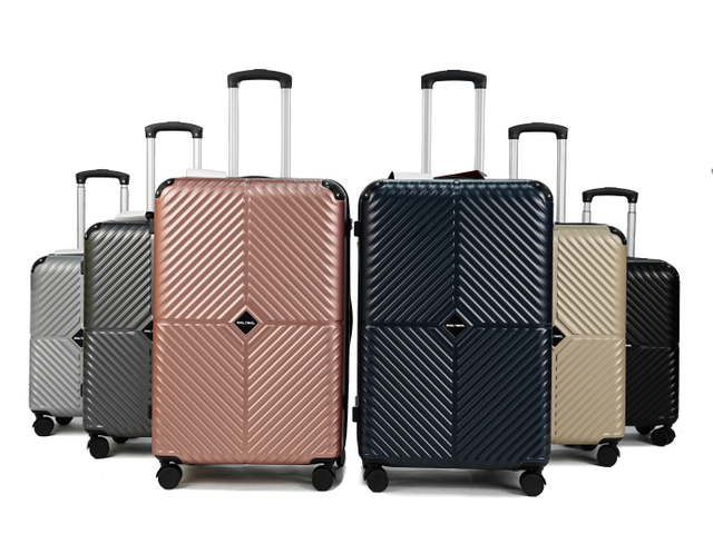 Diamond Chevron V-Shape Groove ABS Trolley Case, Hard Shell Travel Luggage with Anti-Scratch Surface, Silent Smooth Spinner Wheels