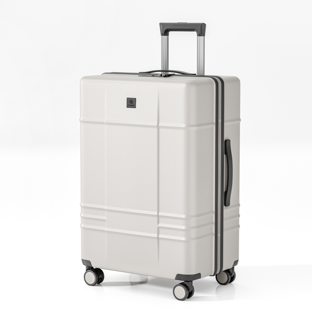 Scratch-Resistant Grid Embossed PP Hard Shell Luggage with Silent Spinner Wheels & Matte Finish