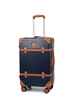Vintage Trunk Style ABS Trolley Case, Hard Shell Luggage with Faux Leather Decor Bands & ABS Corner Protectors, Silent Smooth Spinner Wheels