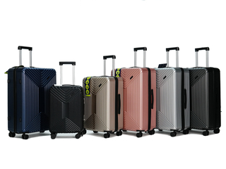 Scratch-Resistant Chevron Vertical Stripe PP Hard Shell Luggage with Silent Spinner Wheels
