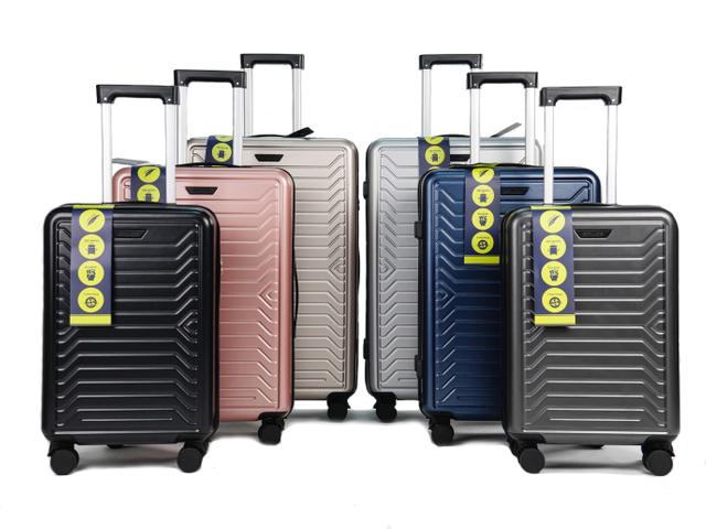 Scratch-Resistant Tiered Cross Stripe PP Hard Shell Luggage with Silent Spinner Wheels